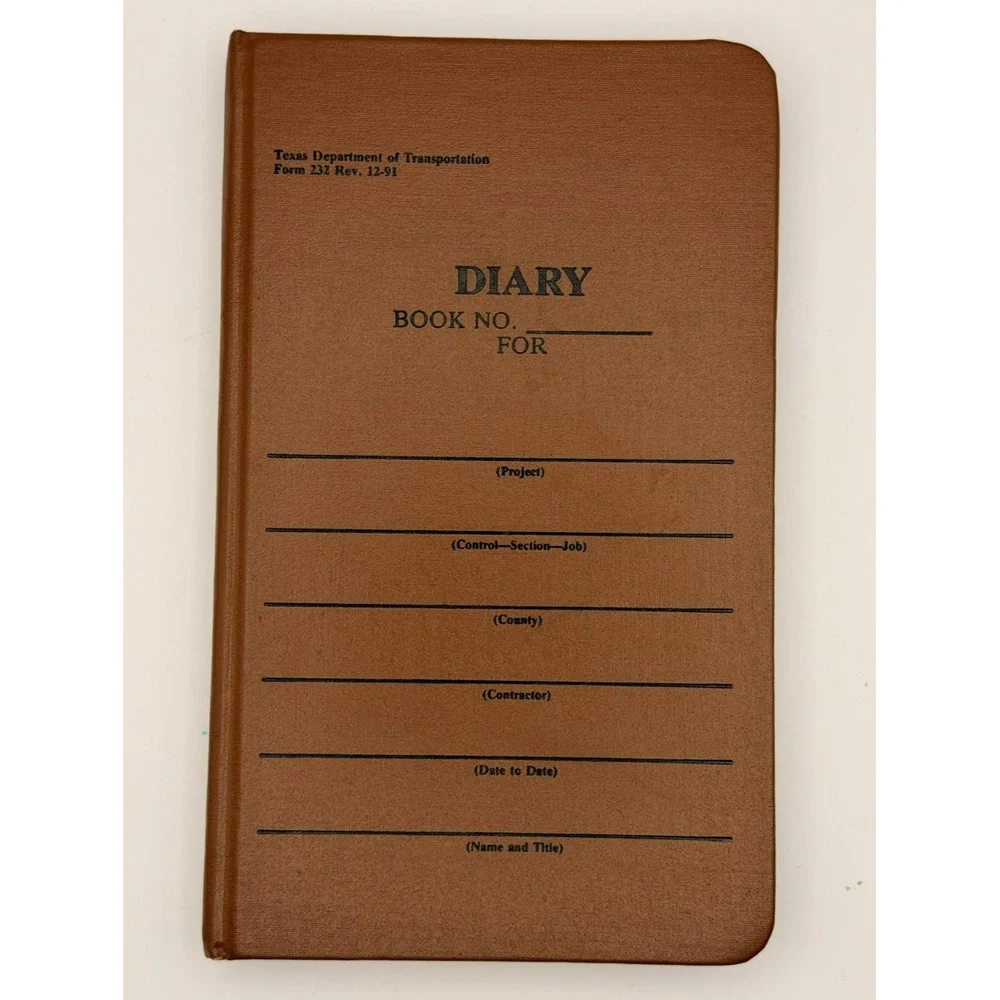 Vintage TxDOT Diary Book Form 232 Texas Dept Transportation Construction Log '91